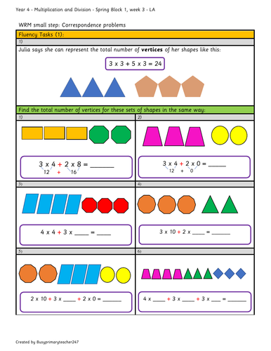 Year 4 - Spring Block 1 - Correspondence Problems (week 3) UK and AU Curriculum Linked