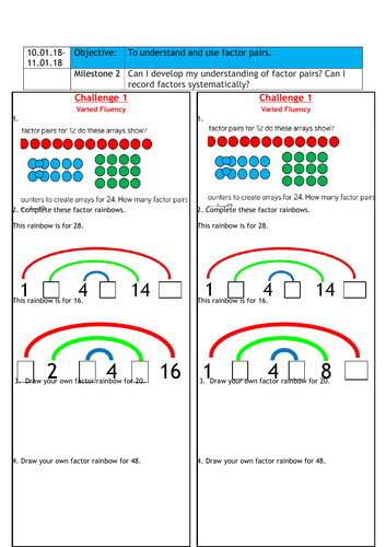 Factor Pairs Year 4 White Rose | Teaching Resources