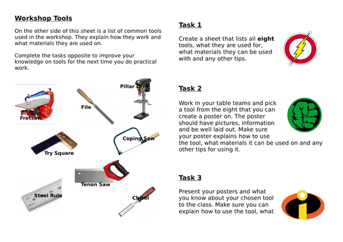 Cover work for Design and Technology Lessons