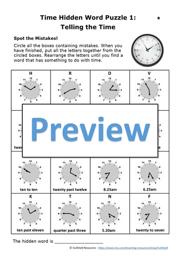 Telling Time Worksheets Puzzles KS2 | Teaching Resources