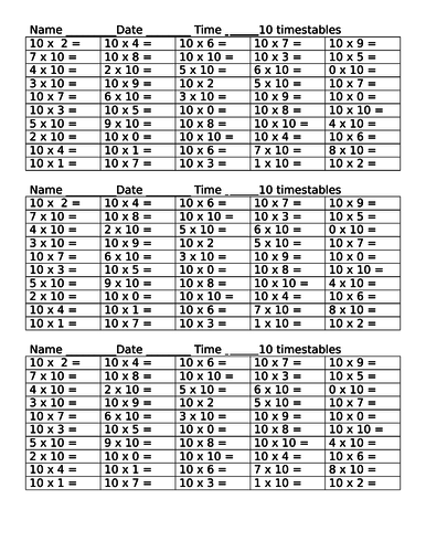 Mad minutes timestables and division starters | Teaching Resources