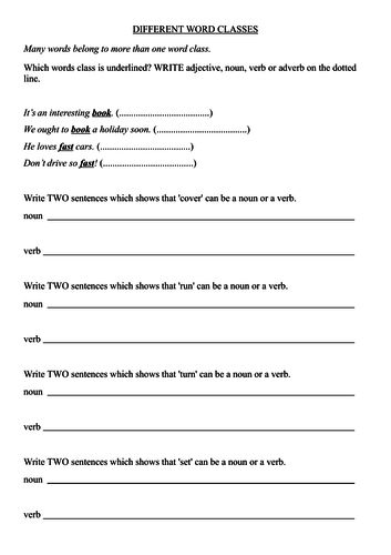 use and identify words used as nouns adjectives adverbs