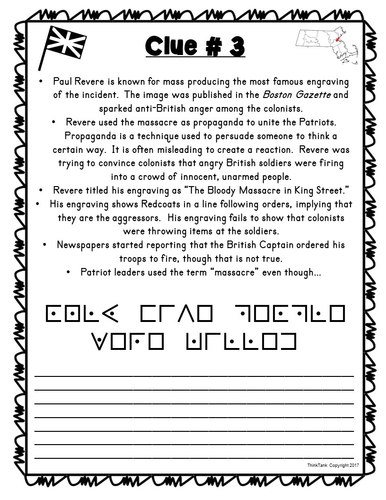 Boston Massacre Escape Room - U.S. History - No Prep! | Teaching Resources