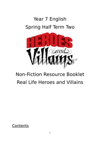 AQA English Language Paper 2 Extracts Booklet, 'Heroes & Villains ...