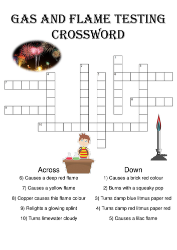 Chemistry Crossword Puzzle: Gas and flame tests (Includes answer key)