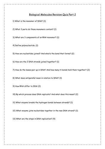 AQA AS-Level Biology Cells and Biological Molecules Revision | Teaching ...