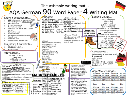 GCSE AQA New Spec German Writing Mat - 90 Word