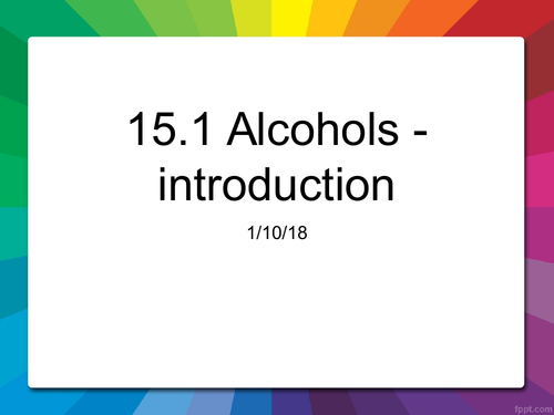 A Level Alcohols Introduction Teaching Resources