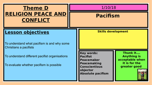 NEW AQA RELIGIOUS STUDIES GCSE 2016: THEME D - LESSON 3 - PACIFISM