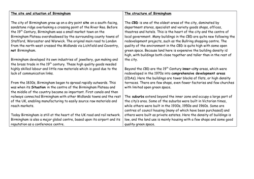 Birmingham case study geography gcse edexcel picture