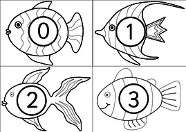 Number fish - colourful display and black and white | Teaching Resources