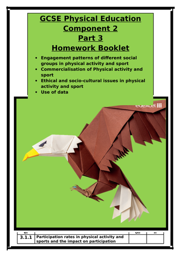 GCSE PE - Edexcel - Component 2 - Homework Booklet - Part 3 - Social groups, Commercialisation