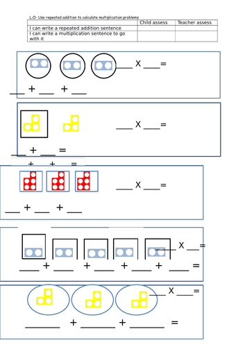 year 2 repeated addition teaching resources