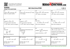 Gcse Revision Surds Teaching Resources