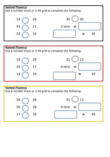 Comparing Numbers To 50 Spring Block 2 Year 1 Teaching Resources