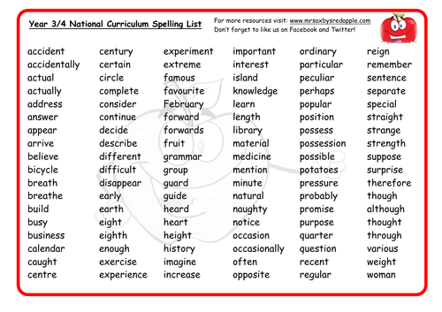 KS2 Crossword year 3/4 spelling national curriculum answers included 18