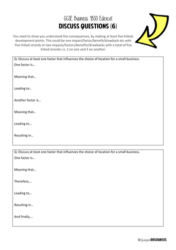 edexcel gcse business 9 1 structure sheet for 6 mark