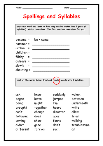 Syllables (2-page booklet) | Teaching Resources