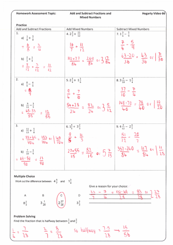 adding and subtracting fractions and mixed numbers