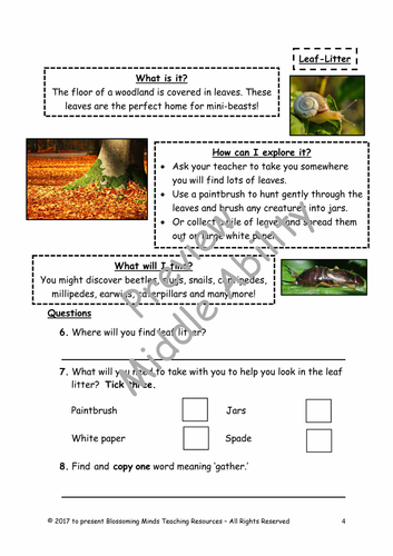 year 2 reading comprehension microhabitats science teaching resources