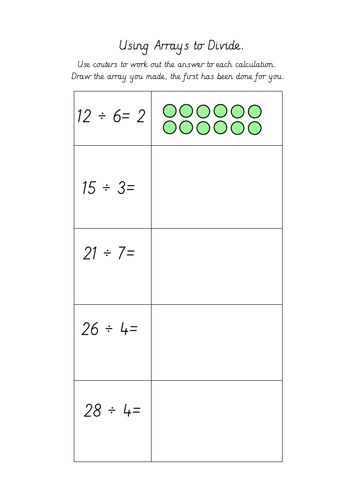 division-using-arrays-worksheets