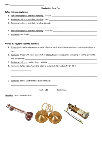 Shankar Key Term Test Edexcel A Level Music