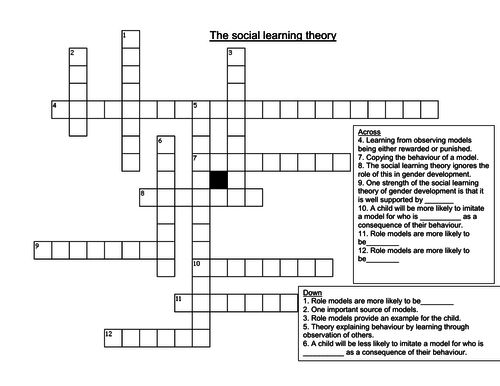 Social Learning Theory Crossword Teaching Resources