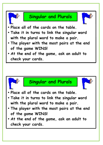 Singular and Plural - Written Activity & Matching Game | Teaching Resources