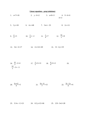 Linear equations - examples, 200+ questions and a homework/test ...