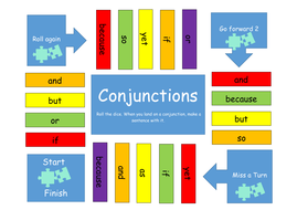 a board game for using conjunctions teaching resources