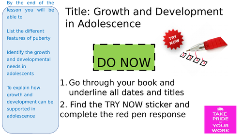 GCSE Health and Social Care- Puberty and Adolescence | Teaching Resources