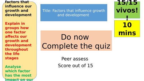 GCSE HEALTH AND SOCIAL CARE- FACTORS THAT INFLUENCE GROWTH AND DEVELOPMENT