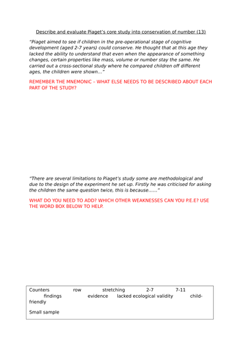 Cognitive Development exam practice | Teaching Resources