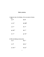 Index notation worksheet (with solutions) | Teaching Resources