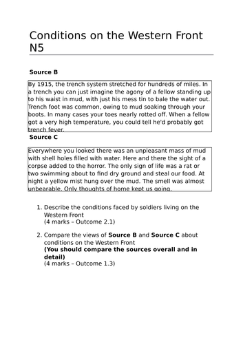 Scotland and the Great War: Conditions on the Western Front (Lesson 2)