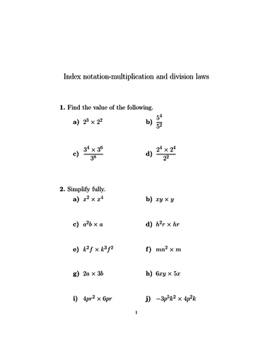 index-notation-multiplication-and-division-laws-worksheet-with-solutions-teaching-resources