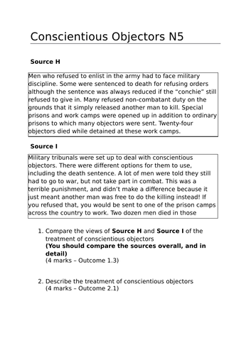 Scotland and the Great War: Conscientious Objectors (Lesson 8)