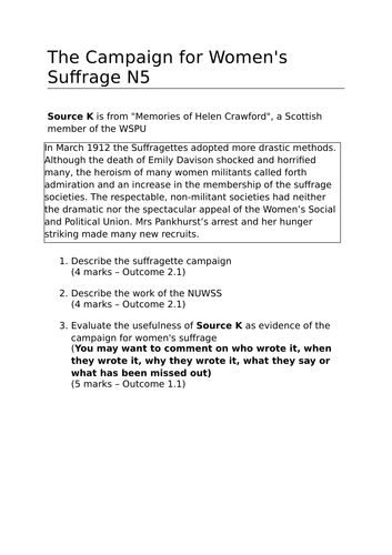 Scotland and the Great War: Campaigns for Women's Suffrage (Lesson 11)