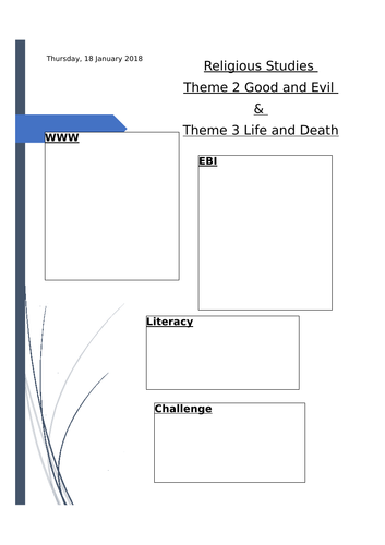 EDUQAS 9-1 Religious Studies Topic 2 and 3 exam