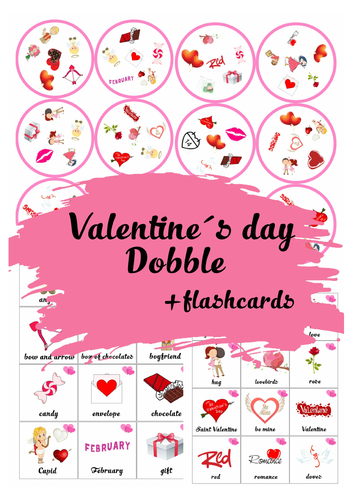 Valentine´s day Dobble  + FLASHCARDS