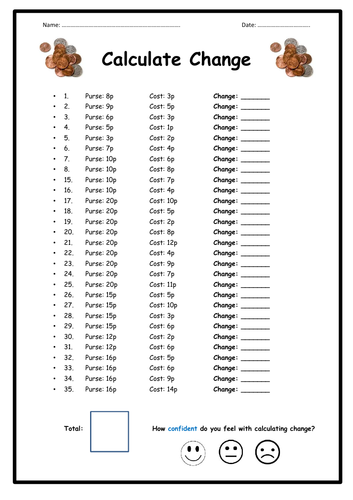 Money: Calculate Change  (KS1)