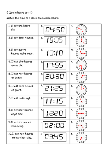 Time: Quelle heure est-il? | Teaching Resources