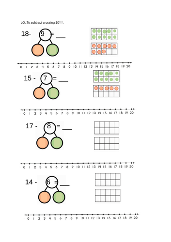 White Rose Yr1 Subtracting crossing 10 sheets | Teaching Resources