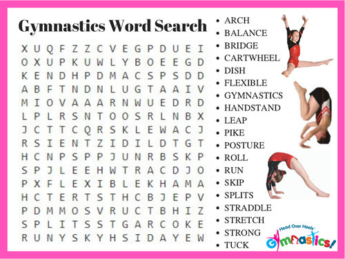 Gymnastics Word Search Teaching Resources