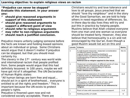 lesson 5 racism theme f religion, human rights and social justice gcse aqa