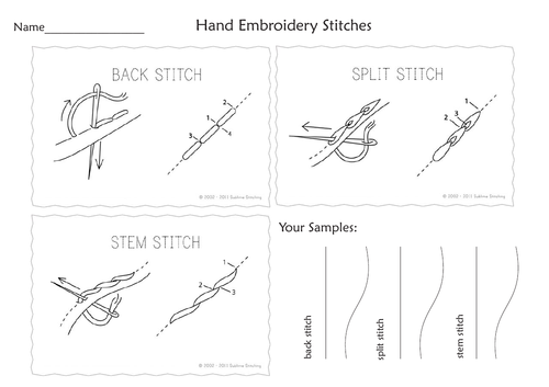 Practise Hand Stitches Hand Sewing Worksheet Teaching Resources 
