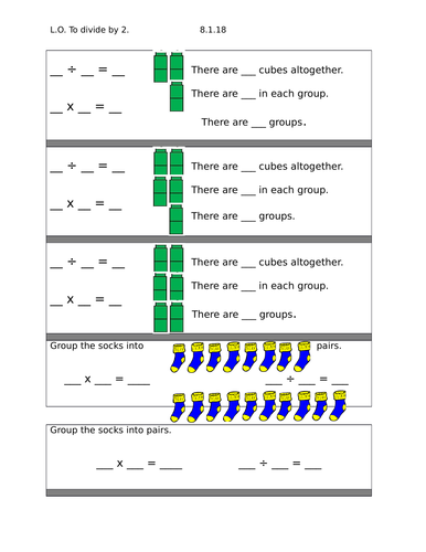 worksheets dividing by 2 5 and 10 year 2 differentiated