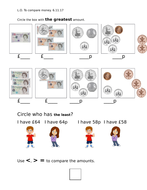 Compare money amounts, Year 2, differentiated 2 ways | Teaching Resources