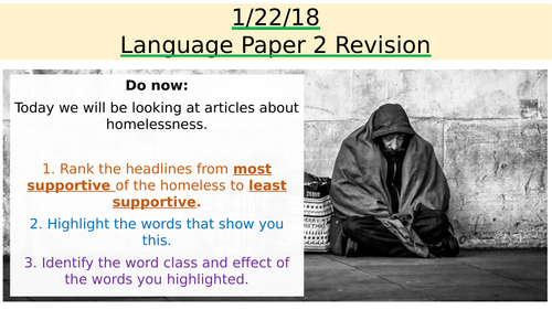 AQA Language Paper 2 - Q1 & Q2 - Homelessness