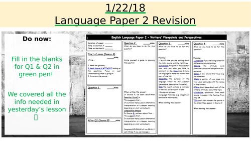 AQA Language Paper 2 -Q3 Language Analysis lesson | Teaching Resources
